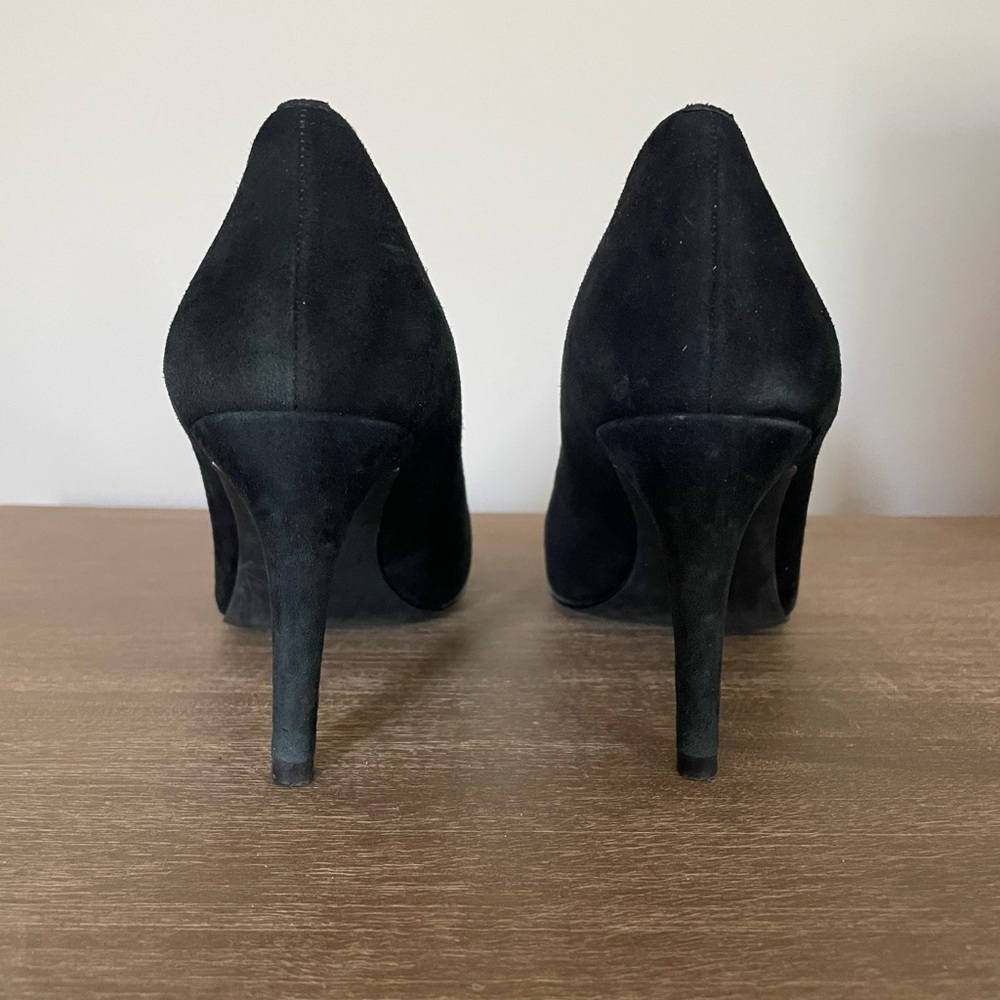 Tahari Black Suede Heels with Patent Toe - Picture 4 of 5